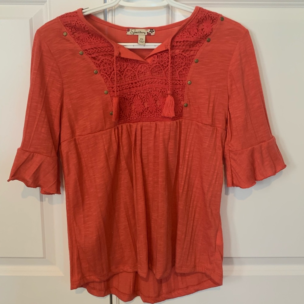 flowy, coral, half sleeve shirt for juniors